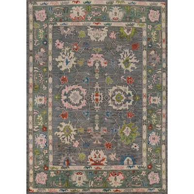 Hand Knotted Oriental 100% Wool Carpet Transitional All-Over Greys & Charcoal Oushak Area Rug - 10' 4'' X 8' 0''