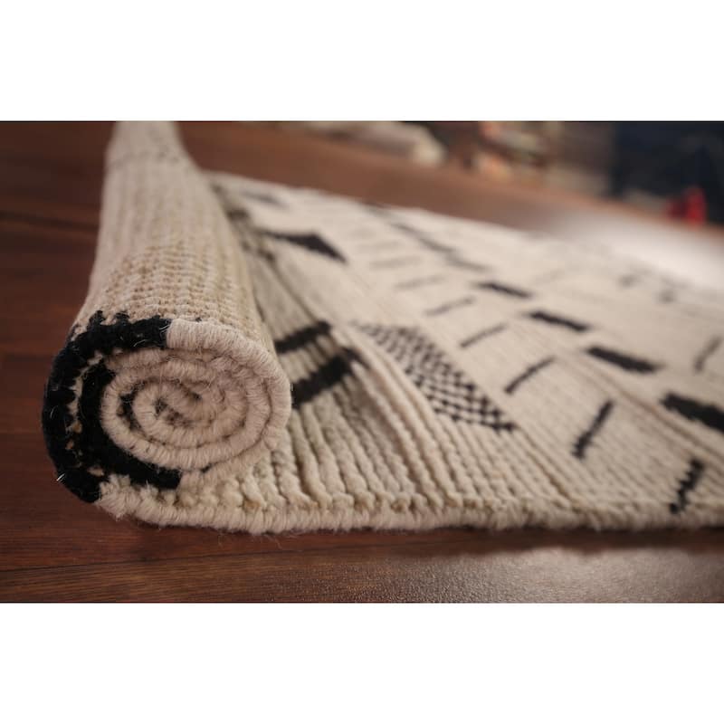 Striped Moroccan Oriental Accent Rug Hand-Knotted Wool Carpet - 3'0"x 5'3"
