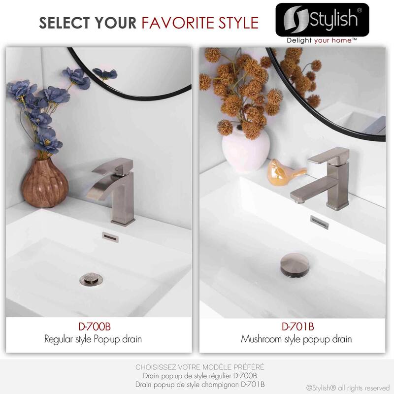 STYLISH Pop-Up Bathroom Sink Drain with Overflow D-700