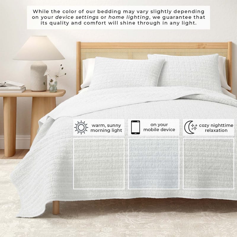 Linery & Co. Cotton Honeycomb Waffle Garment Washed Quilt Set