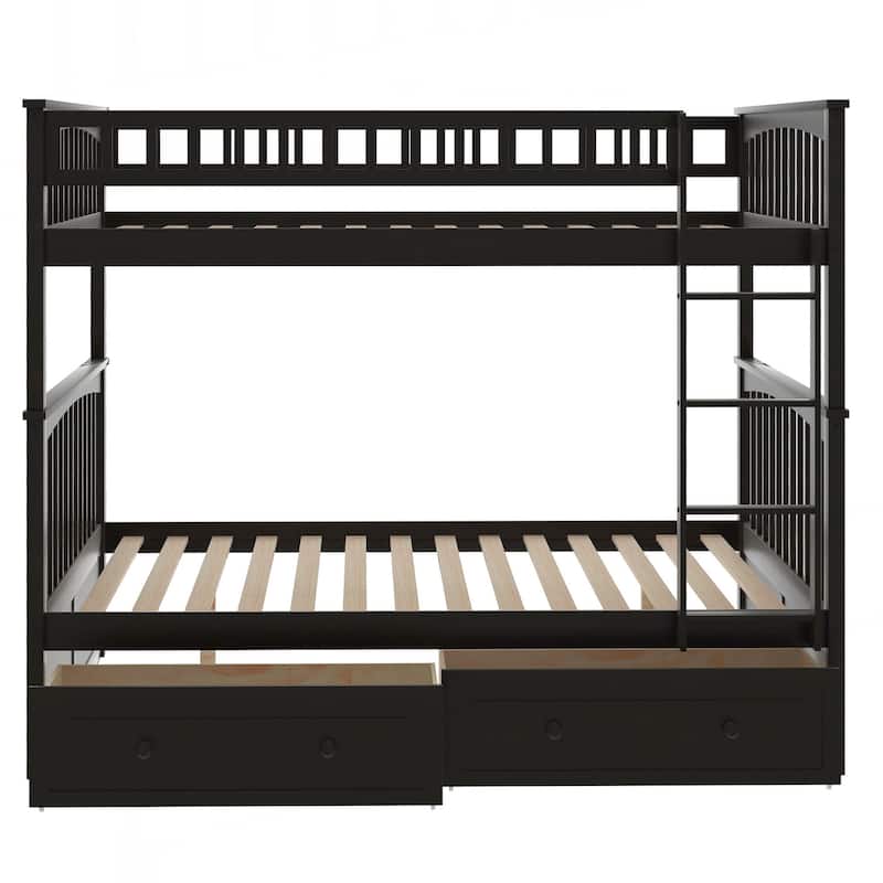 Full over Full Bunk Bed with Drawers, Convertible Beds