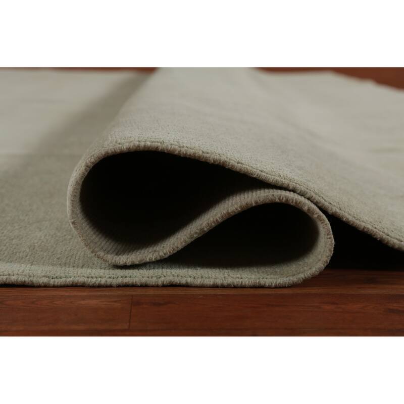 Hand Knotted Oriental 100% Wool Carpet Modern Solid Green Gabbeh Area Rug - 12' 7'' X 10' 1''