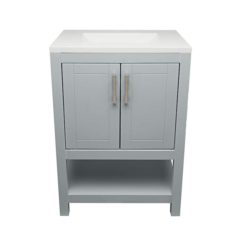 Taos 25 in. W x 19 in. D x 36 in. H Bath Vanity in with White Cultured Marble Top Single Hole - Grey - Straight