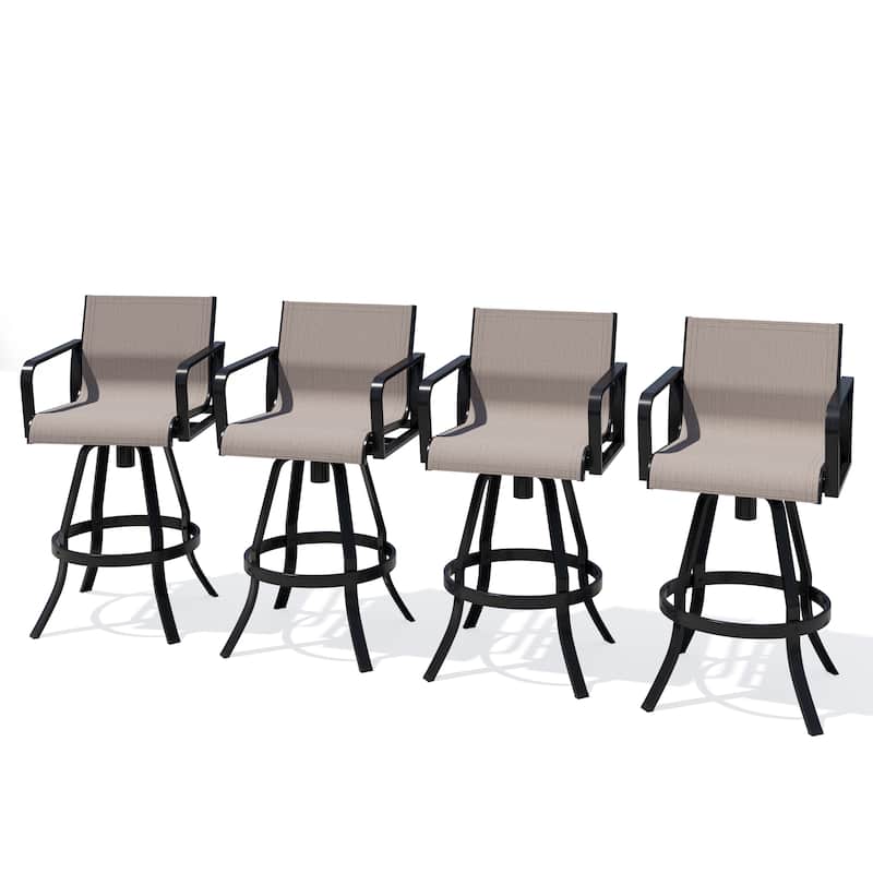 Outdoor Patio Aluminum Barstools Bar Height Bar Stools Swivel Bar Chairs Set of 2/4 - Augustine Ashe - 4PC