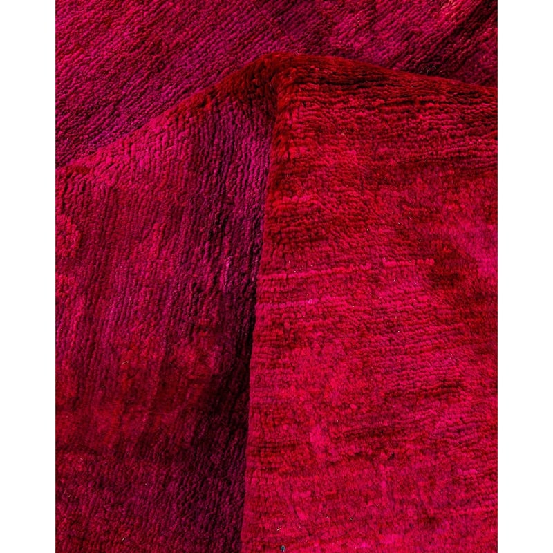 Overton Hand Knotted Wool Vintage Inspired Modern Contemporary Overdyed Red Runner Rug - 2' 8" x 15' 8"
