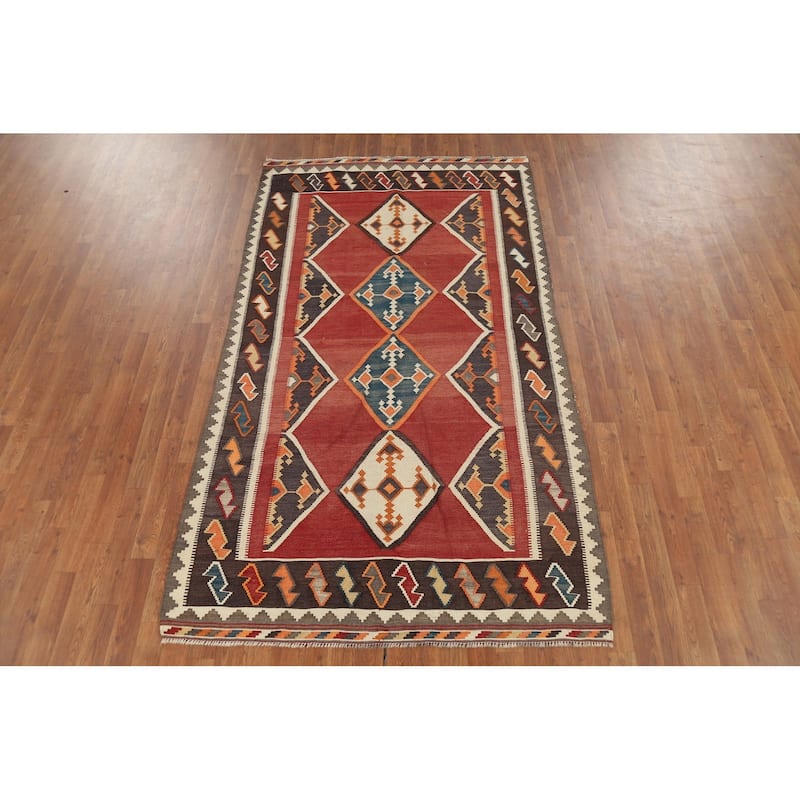 Tribal Kilim Qashqai Persian Vintage Area Rug Handmade Wool Carpet - 4'6"x 7'10"