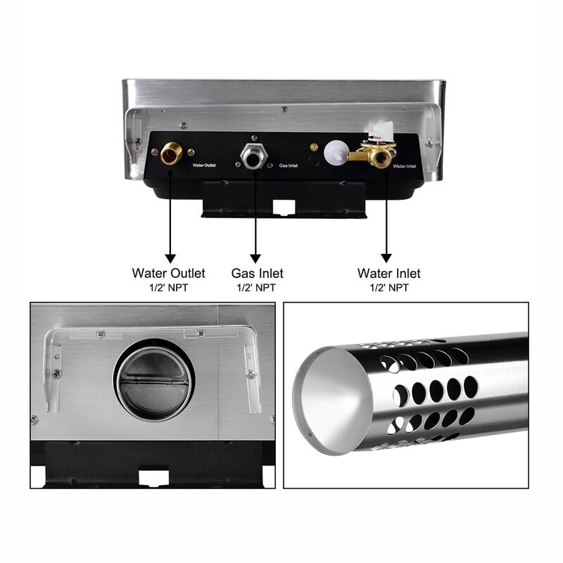 CAMPLUX 3.18 GPM 82,000 BTU Indoor Propane Tankless Water Heater with Digital Display, Black
