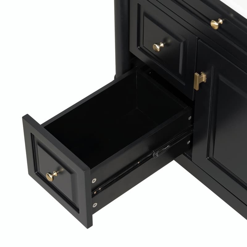 36" Bathroom Vanity with Sink, Freestanding Bathroom Cabinet with Ceramic Basin, Flip Drawer