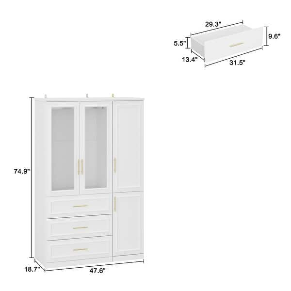 dimension image slide 2 of 11, Modular Wardrobe Combo Armoires Closet Freestanding Cabinet Organizer