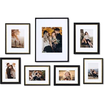 Camden Reed 7 Piece Gallery Wall Frame Set, (1) 12x16 Inch, (2) 8x10 Inch, and (4) 6x8 Inch, Black/Gold