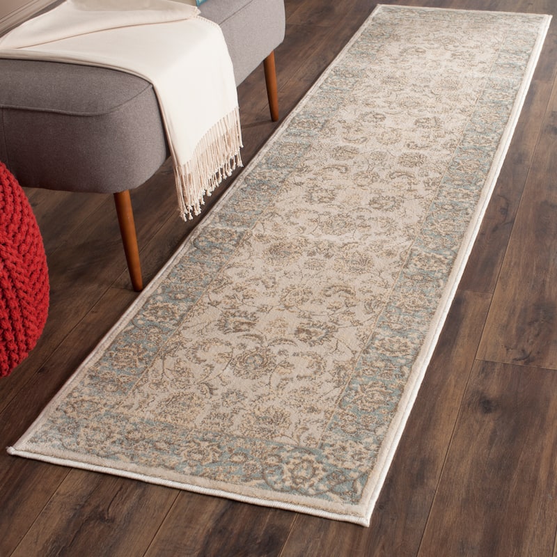 SAFAVIEH Vintage Distressed Boho Blanch Oriental Rug - 2'2" x 12' Runner - Ivory/Light Blue