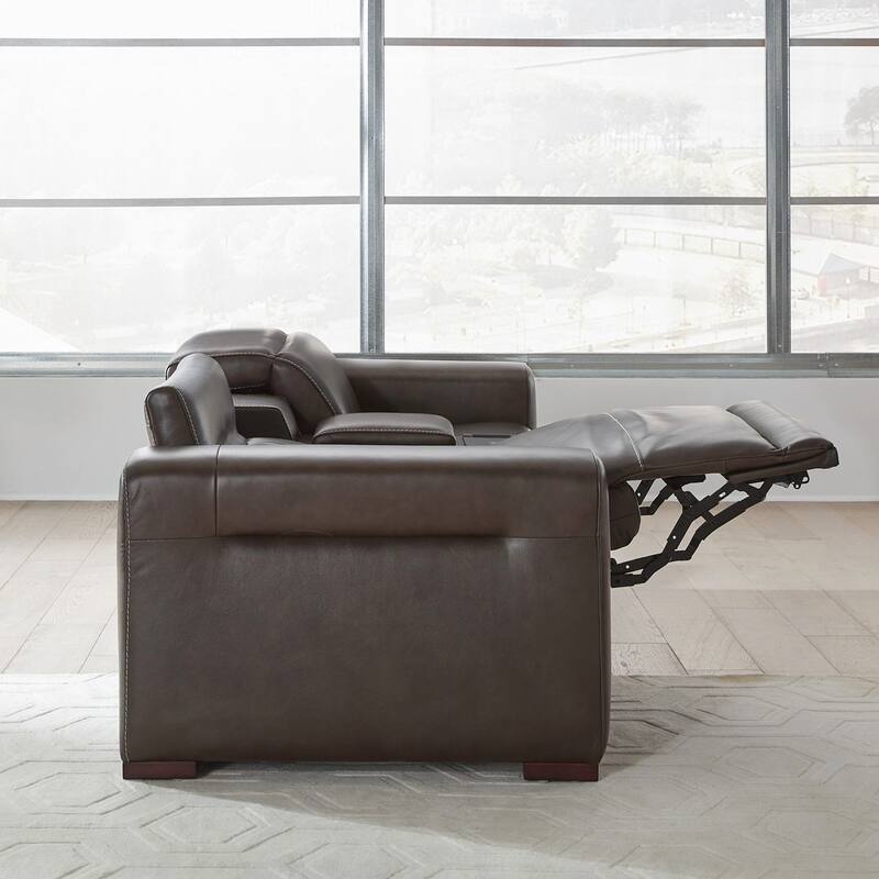 Liberty Furniture Deacon Power Recline Loveseat with Console Charcoal Leather - Width 101" x Depth 41" x Height 31"