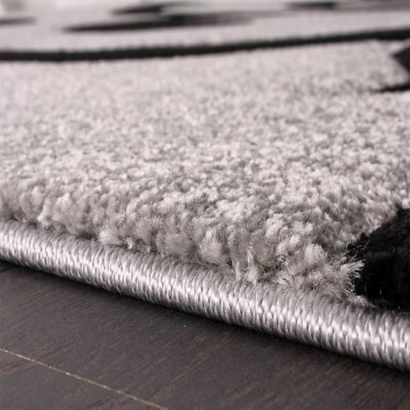 Modern Area Rug Floral Pattern with Contour Cut