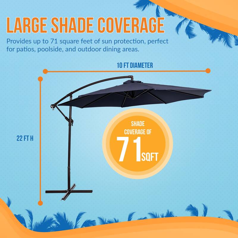 Island Umbrella Captiva 10-ft Octagonal Cantilever Umbrella with Base - Breez-Tex Canopy