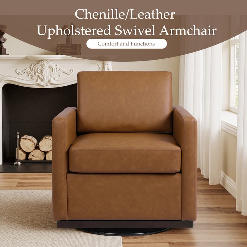 Set of 2 Modern Swivel Accent Armchairs Upholstered Arm Chairs