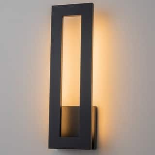 CraftHome Modern Outdoor Integrated LED Wall Light Matte Black Linear Sconce with Frosted Acrylic Shade for Porch Patio Garage