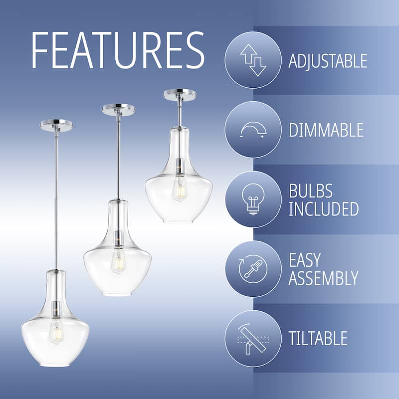 Bettina 1- Light Mid-Century Modern Iron/Glass LED Pendant, by JONATHAN Y