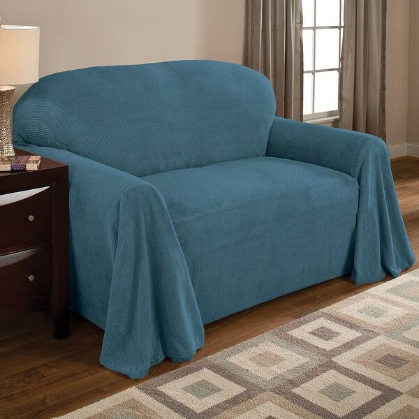 Shop Innovative Textile Solutions Solid Textured Loveseat Throw Slipcover On Sale Overstock 20759068