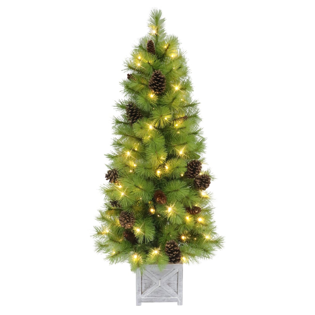 Puleo International 4.5' Pre-Lit Artificial Arkansas Pine Potted Tree