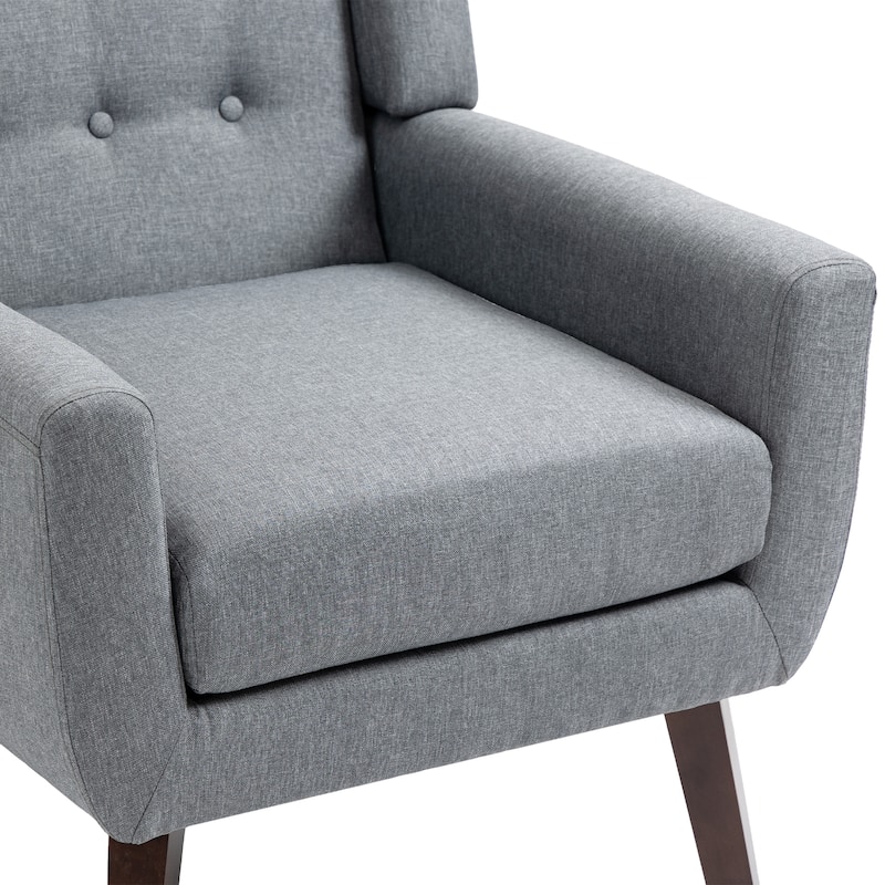 Modern Accent Chair Cotton Linen Upholstered Chair for Living Room