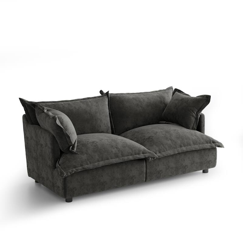 80"W Upholstered Chenille Comfy Cloud Couch Modular Sectional Sofa