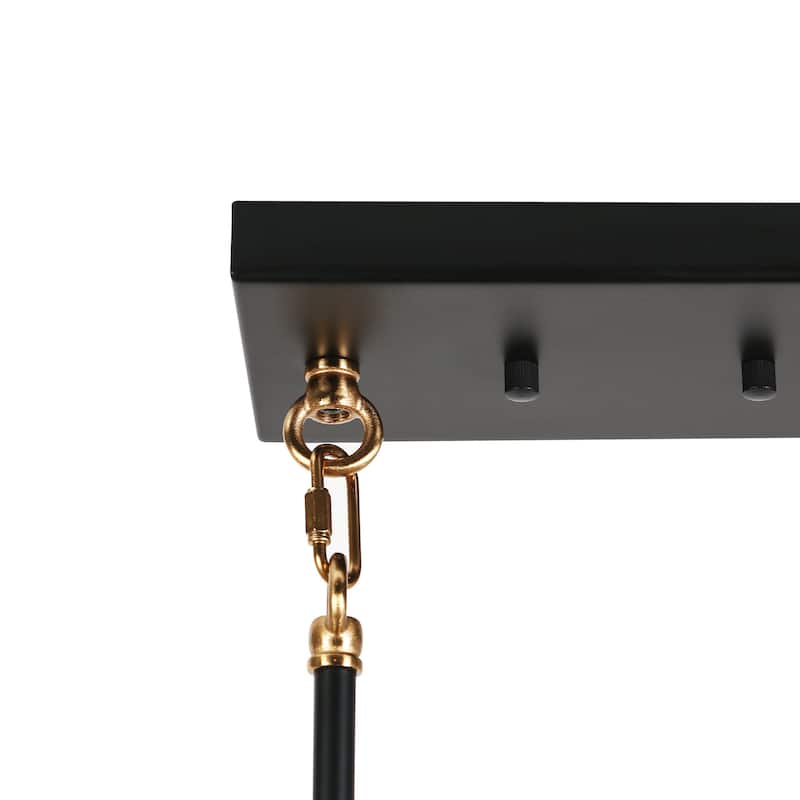 Modern Farmhouse 5-Light Island Chandelier Black Gold Lights for Kitchen Island - 35"L*W6.5"*H7.5"