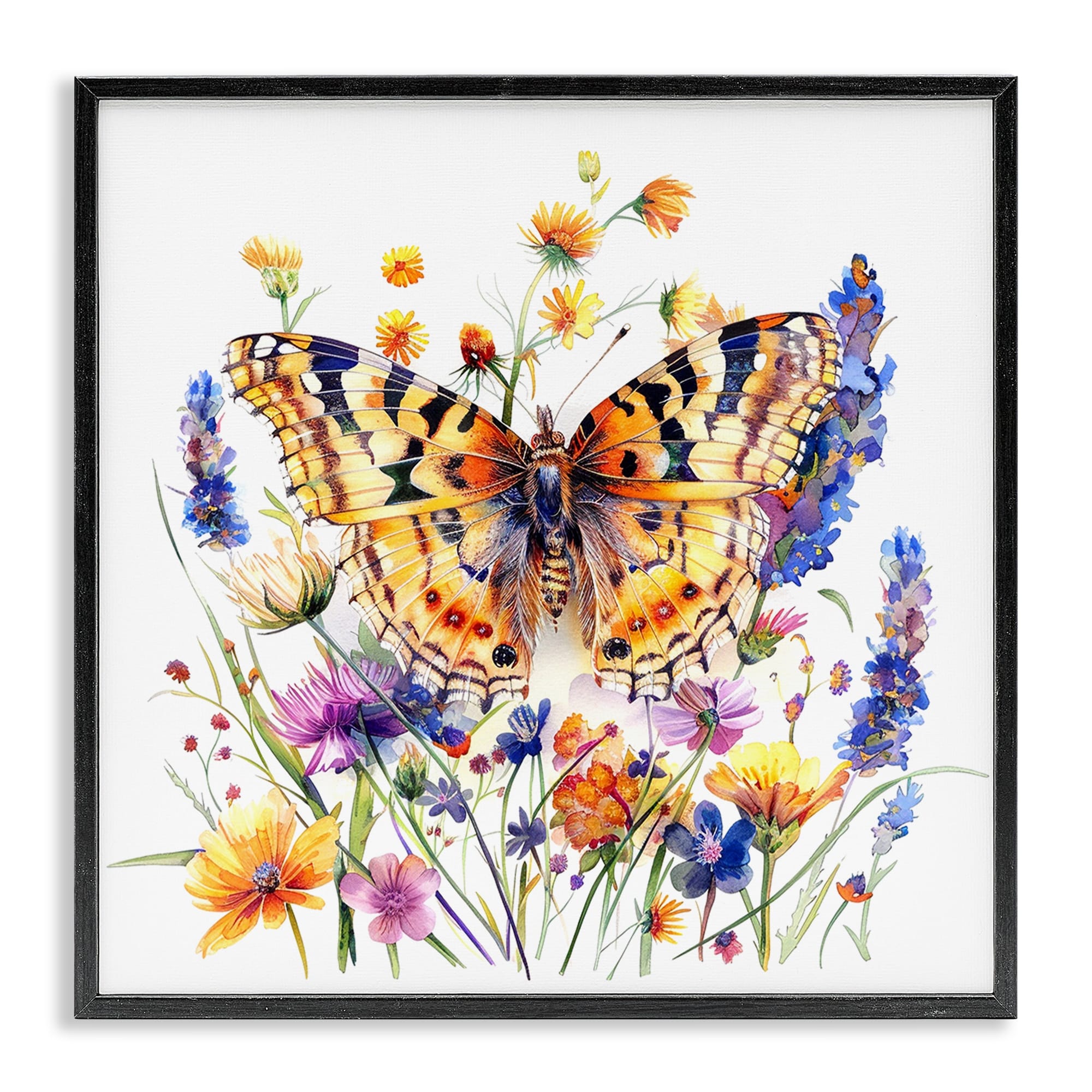 Stupell Garden Flowers & Butterfly Framed Giclee Art Design By LSR Design Studio