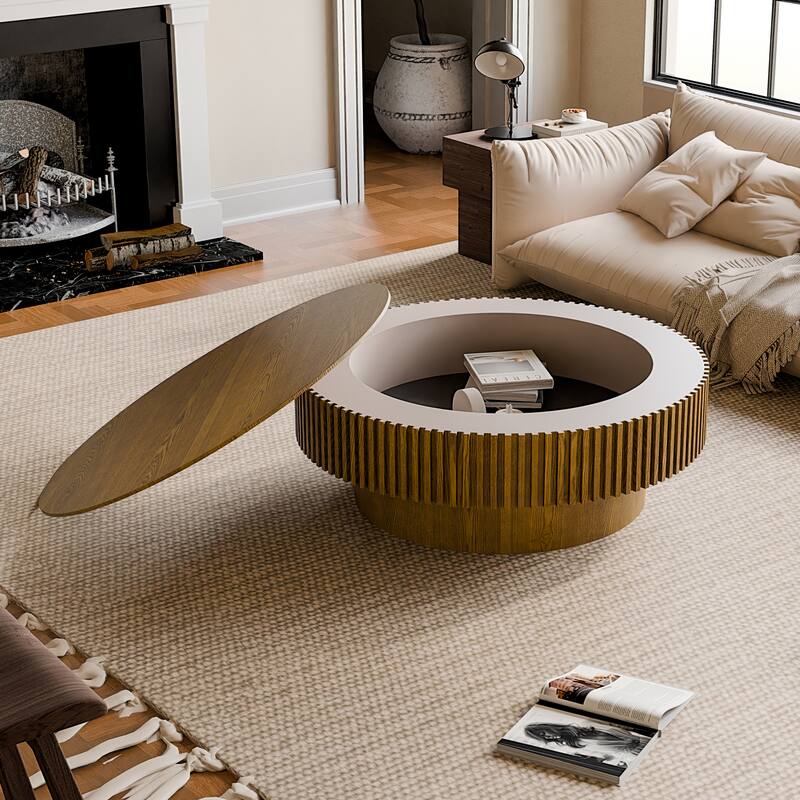 39.37'' Round Coffee Table with Storage