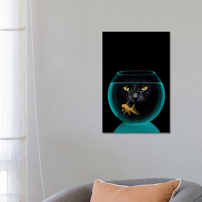 iCanvas "Black Cat Goldfish" by Vin Zzep Canvas Print - 26x18x1.5