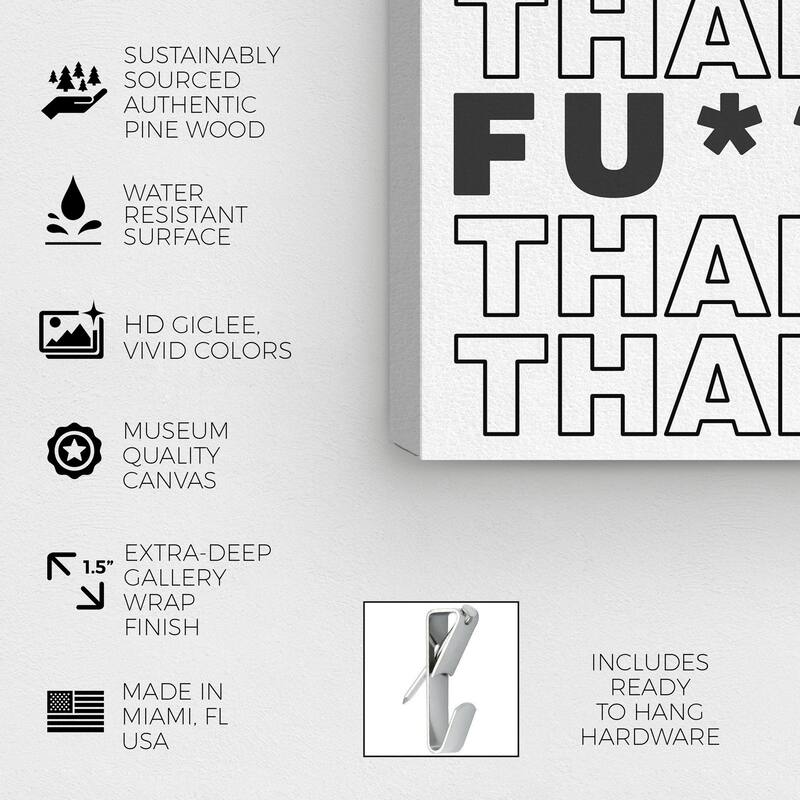 Wynwood Studio Canvas Typography and Quotes Thank You Dark White and Modern & Contemporary Wall Art Canvas Print