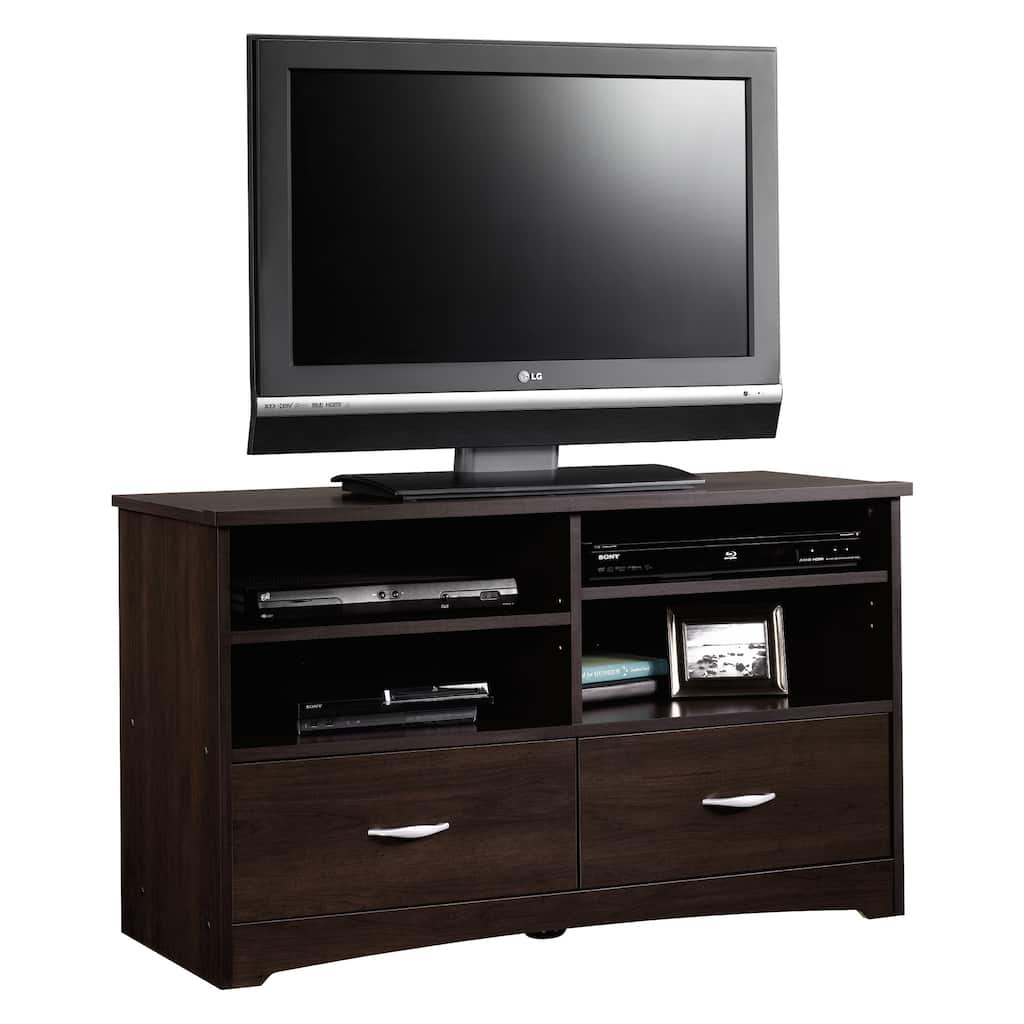 Wood TV Stand for TVs up to 46" with Adjustable Shelves, Brown - 41.58" W x 16.14" D x 24.21" H