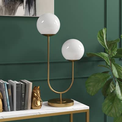 Dufrene 2-Light Table Lamp with Glass Shades - 15.38" Wide