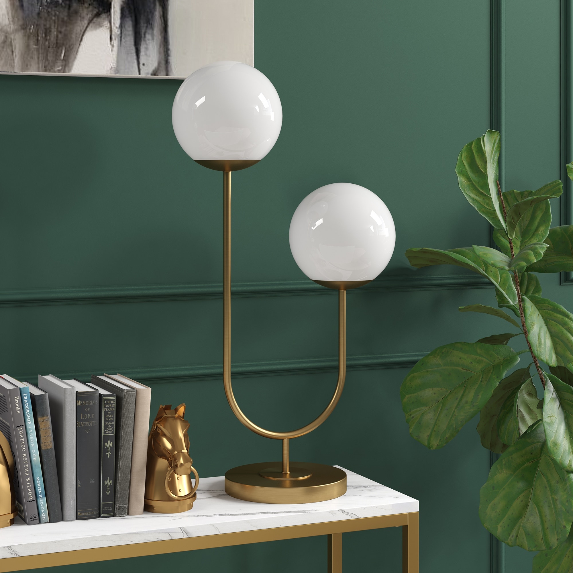 Dufrene 2-Light Table Lamp with Glass Shades - 15.38" Wide