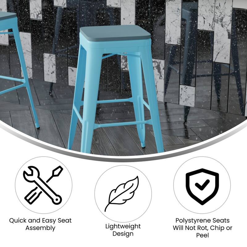 All-Weather Backless Commercial Bar Stool with Poly Resin Seat