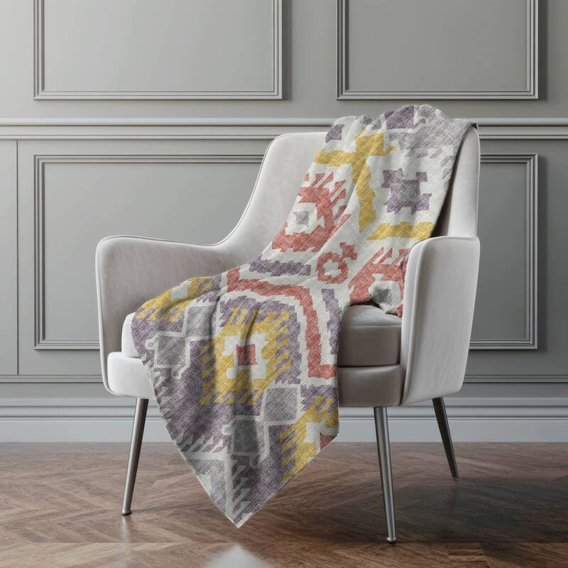 Premium Machine Washable ASB108 Sherpa Boho Global Throw Blanket