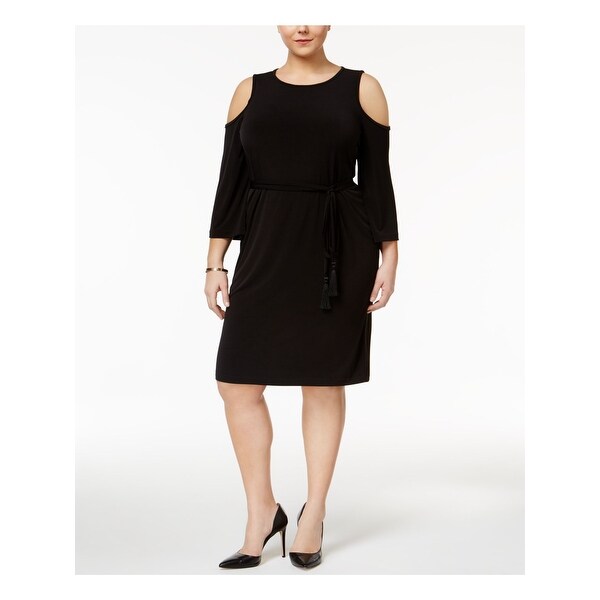 calvin klein black dress with bell sleeves