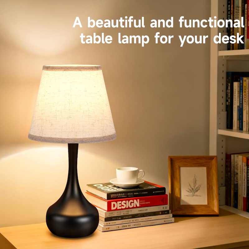 Touch Bedside Lamp Set of 2, Farmhouse 3-Way Dimmable Table Lamps for Nightstand with Fabric Shade (including LED bulbs)
