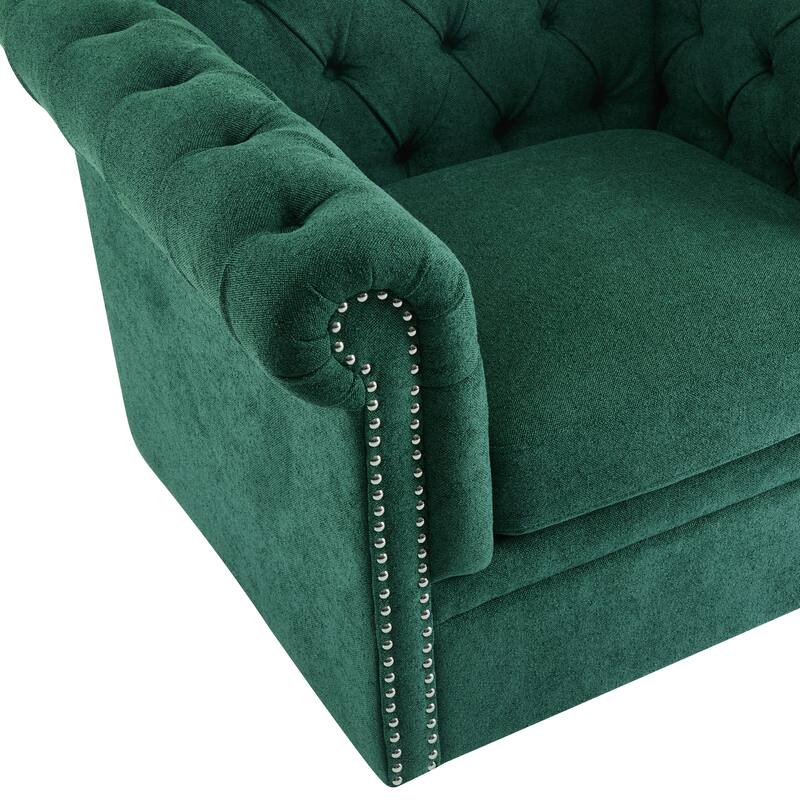 Roomfitters Chesterfield Swivel Club Chair, Tufted Accent Armchair for Living Room