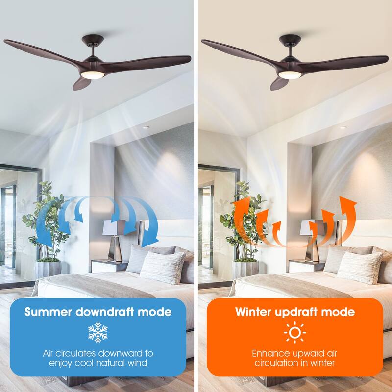 60" Oil Rubbed Bronze Large Ceiling Fan with Light and Wall Control - 60-inch W x 13.8-inch H