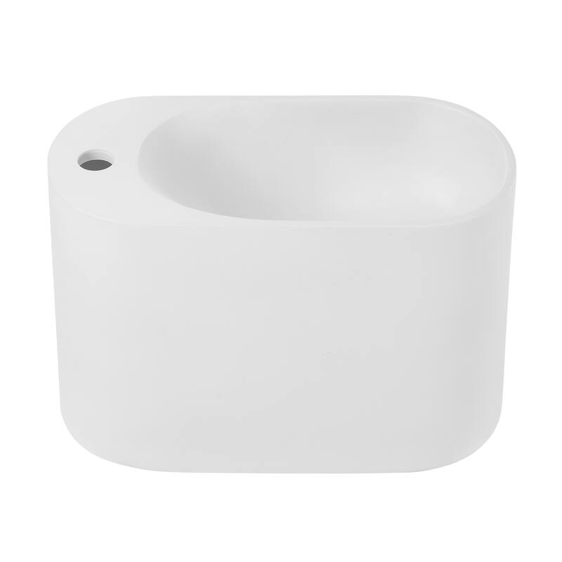 Terre 18" Solid Surface Oval Wall-Mounted Sink With Left Side Faucet Mount In Matte White - 18