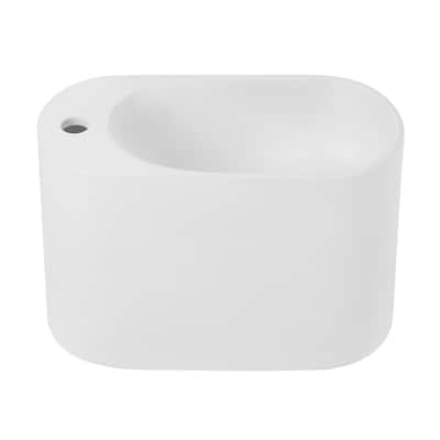 Terre 18" Solid Surface Oval Wall-Mounted Sink With Left Side Faucet Mount In Matte White - 18