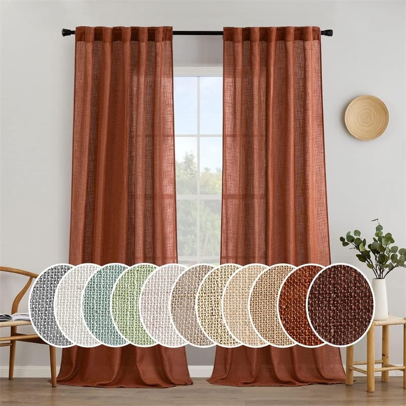 Burnt Orange Linen 108" Boho Fall
