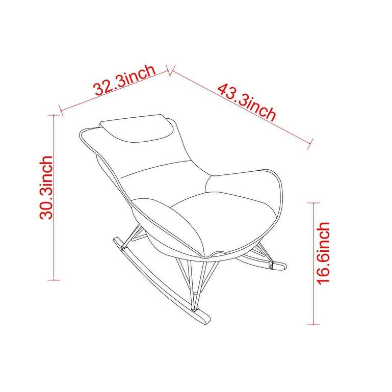 Brown 43.3" Velvet High Back Rocking Chair