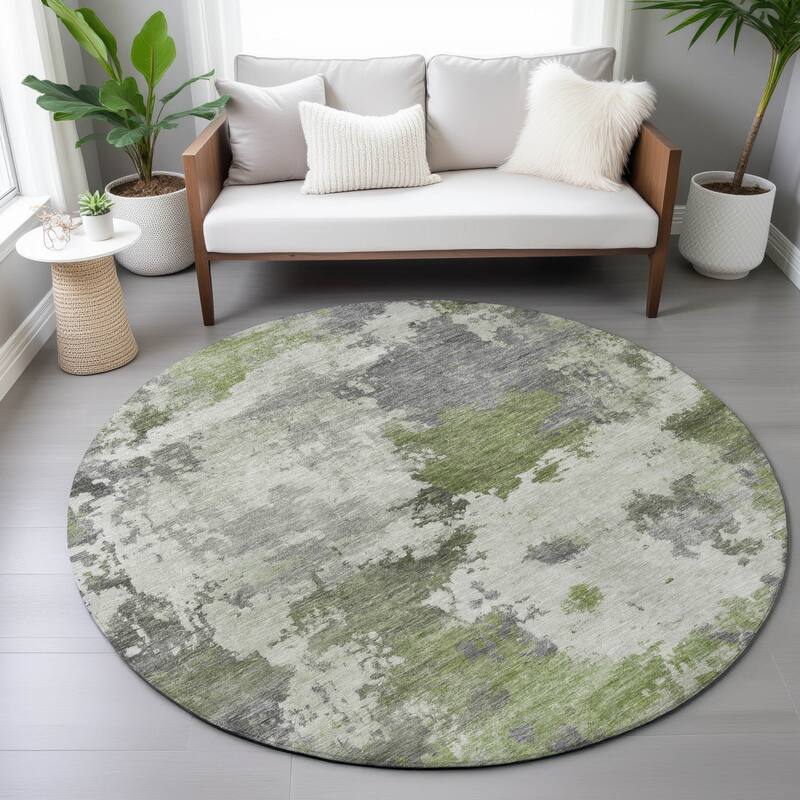 Machine Washable Indoor/Outdoor Abstract Blend Chantille Rug
