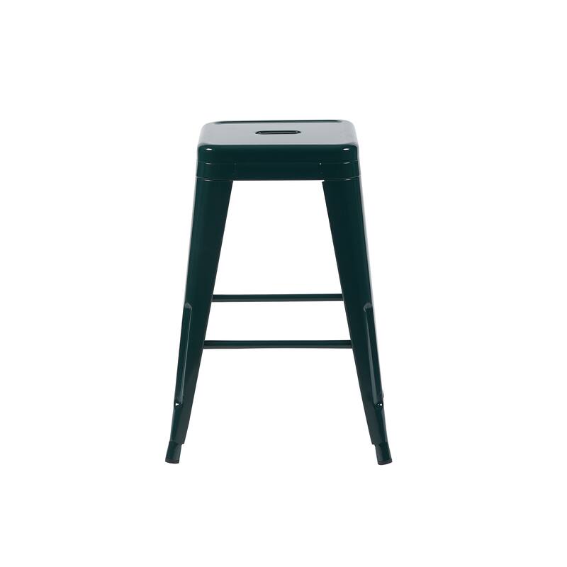 AC Pacific 24 Inch Industrial Stackable Metal Counter Stools Set of 2