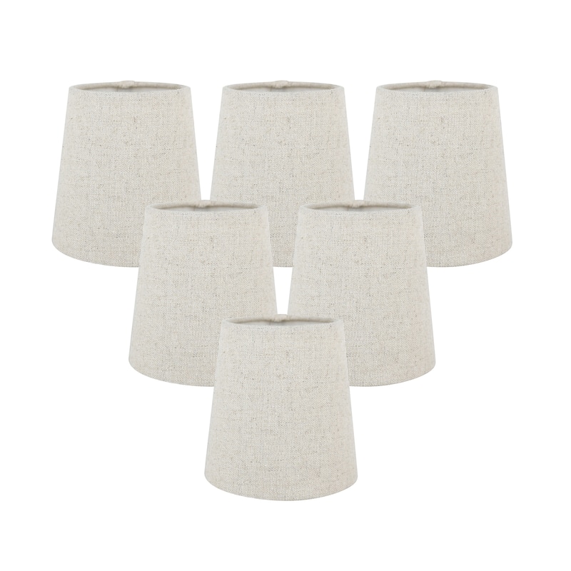 Meriville Linen Clip On Chandelier Lamp Shades, 3.5-inch by 4.5-inch by 4.5-inch - Set of 6 - Natural