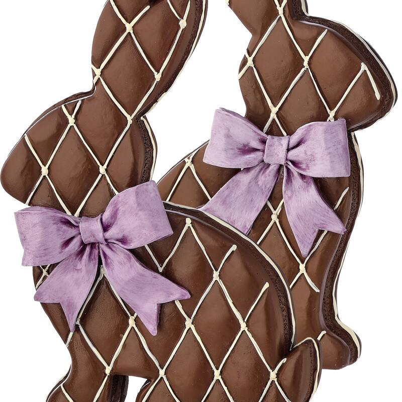 8" Resin Chocolate Bunny Wafer Set of 2