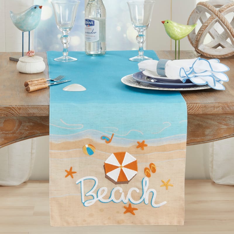 Linen Blend Beach Table Runner - 16"x70"