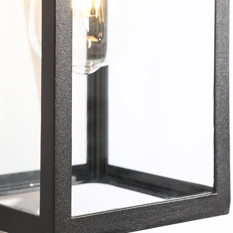 Modern Farmhouse Black 1-Light Outdoor Wall Sconces Patio Lantern - W5.9" x H13.4"