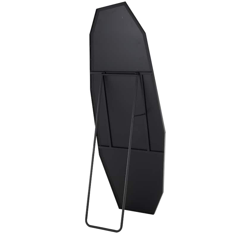Metal Geometric Foldable Freestanding Minimalistic Decagon Room Floor Mirror - Black - Roche River Decor